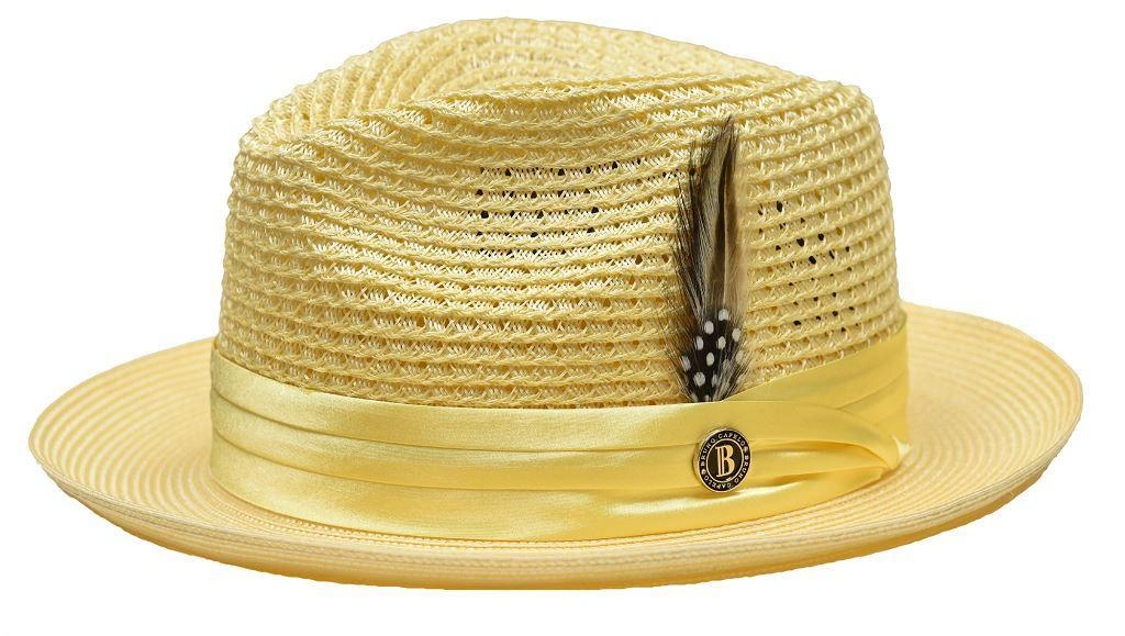 Chapeau Fedora Jaune Tressé: Soleil et Style Été. Un accessoire parfait pour vos aventures ensoleillées.