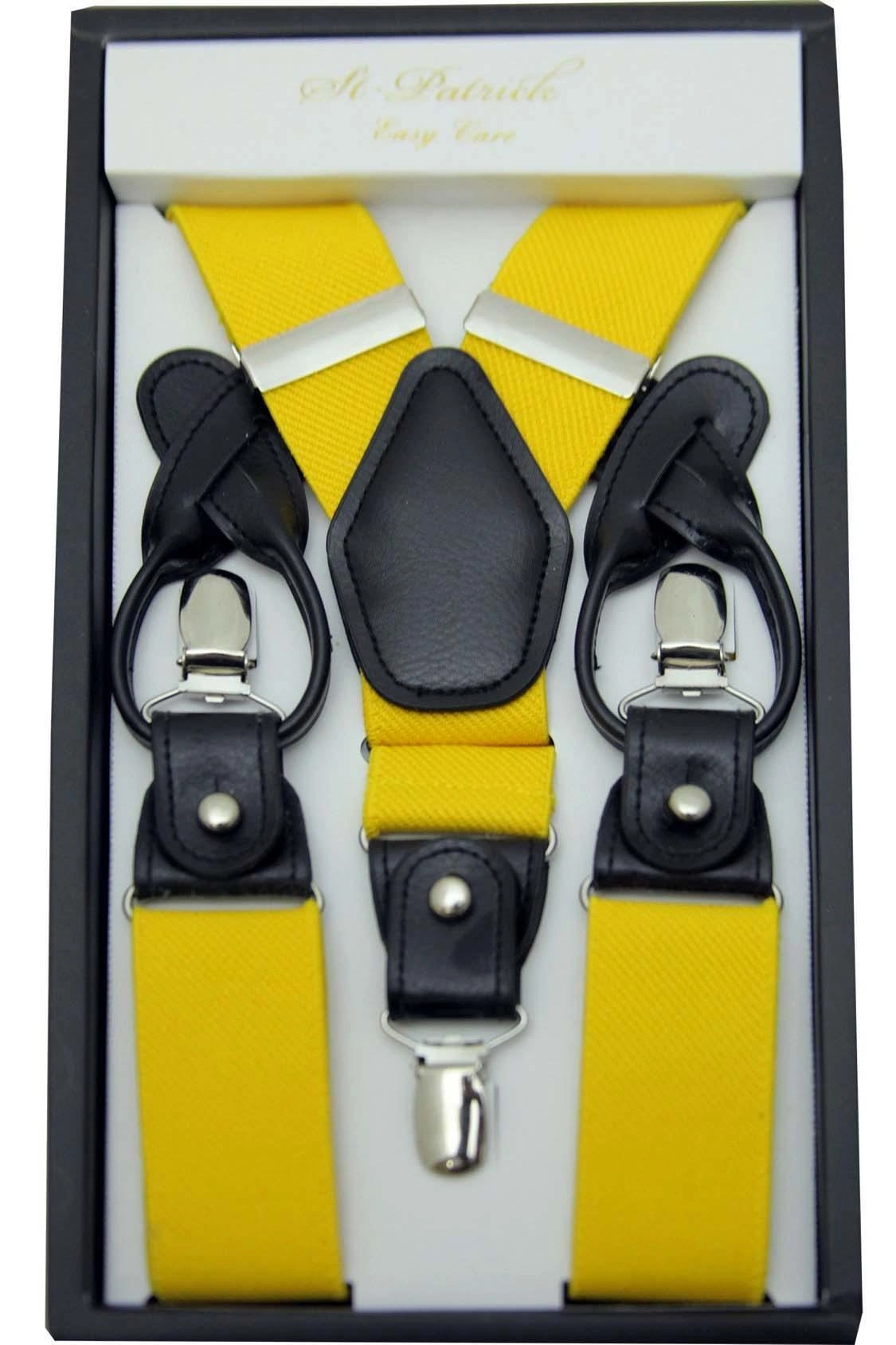 "Suspentes Jaunes Élégantes : Clip & Bouton pour un Style Convertible Chic !"